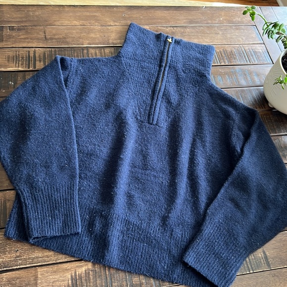 J. Crew Navy soft turtleneck zip sweater womens small - Picture 3 of 3